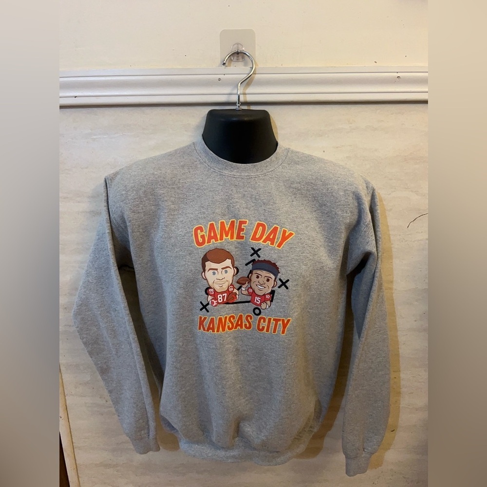 Gildan Youth Gray Crewneck Sweatshirt with Game Day Kansas City Chiefs Players